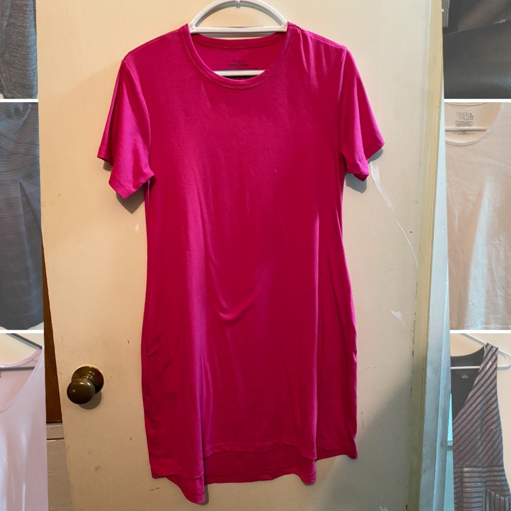 Crazy train Hot Pink T-shirt dress with pockets